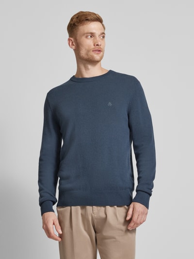 Marc O'Polo Regular fit gebreide pullover van een zachte mix van katoen en scheerwol Rookblauw - 4