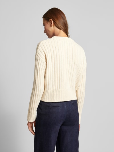 Mango Cropped Strickpullover mit Rundhalsausschnitt Beige 5