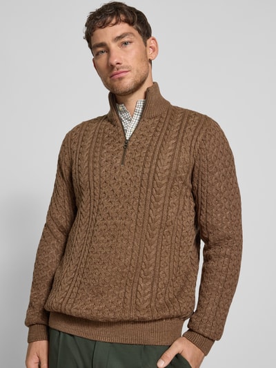 Jack & Jones Premium Gebreide pullover met ribboorden, model 'BLUSEAN' Middenbruin - 3