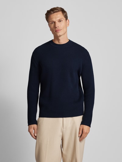 Drykorn Gebreide pullover met ronde hals, model 'LEANDO' Marineblauw - 4