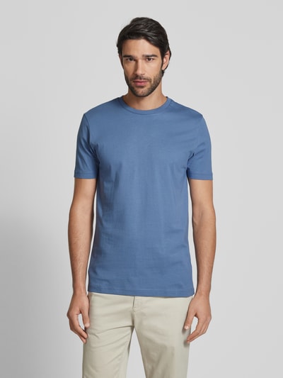 Christian Berg Men T-Shirt mit geripptem Rundhalsausschnitt Jeansblau 4