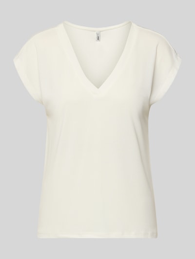Produktfoto, Loose Fit T-Shirt aus Modal-Mix Modell 'FREE' von Only, Optik: Unifarben, V-Ausschnitt, Kurzarm, glatte Textur