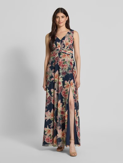 Christian Berg Cocktail Abendkleid mit V-Ausschnitt Marine 4