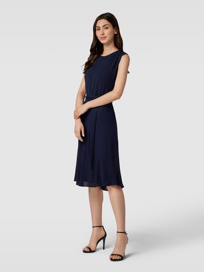 Lauren Ralph Lauren Knielange jurk met strikceintuur, model 'VILODIE' Marineblauw - 1