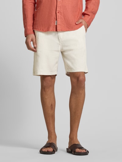 BOSS Orange Tapered Fit Leinenshorts mit elastischem Bund Sand 4