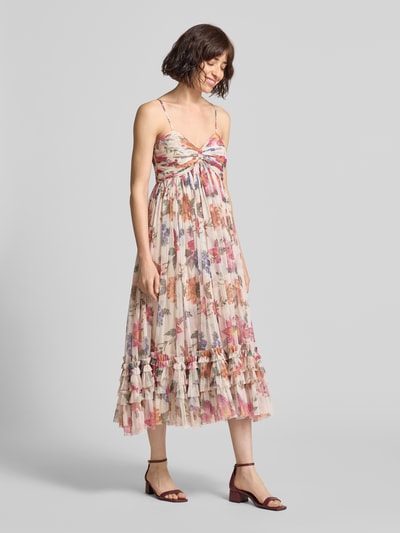 Lace & Beads Cocktailkleid aus Mesh im Stufen-Look Offwhite 1