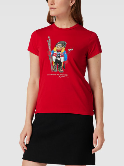 Polo Ralph Lauren T-shirt met label- en motiefprint, model 'SKI BEAR' Rood - 4