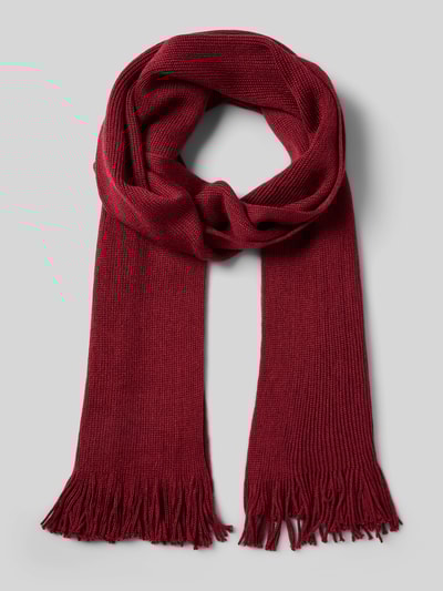 Christian Berg Men Szal z mieszanki wełny z frędzlami Ciemnoczerwony 1