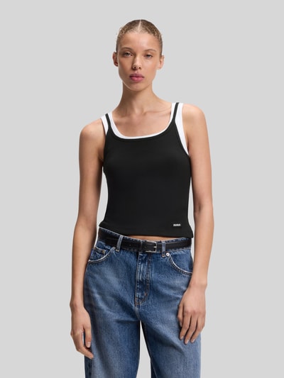 HUGO Blue Slim Fit Top aus reiner Baumwolle im Lagen-Look Black 4