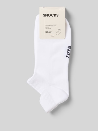 Produktfoto, Summer Running Socks im 2er-Pack mit gerippten Bündchen von Snocks, weiß, Material-Mix mit Stretch-Anteil, erhöhte Rückseite.