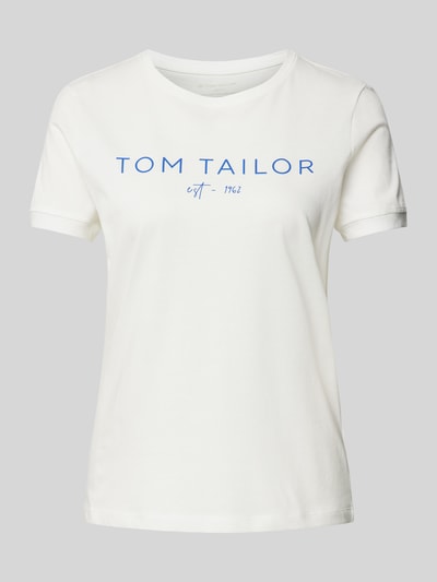 Tom Tailor T-Shirt mit Label-Print Ecru 2