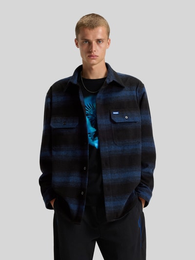 Hugo Blue Oversized Flanell-Hemd mit Wollanteil Modell 'EBOLT' Blau 4