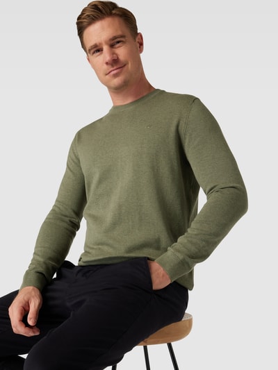 Tom Tailor Gebreide pullover met labelstitching Kaki - 3