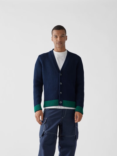 Jacquemus Strickjacke mit Kontraststreifen Marine 4