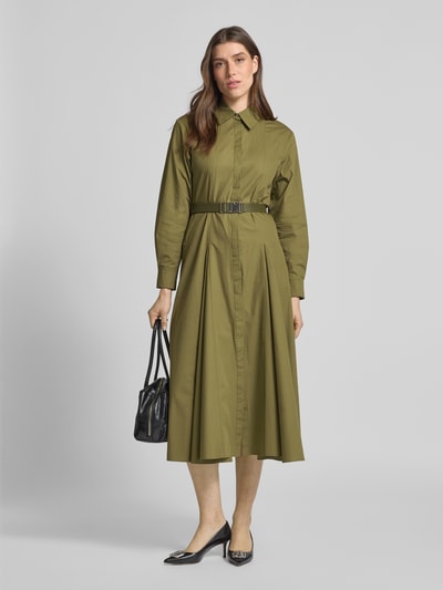 Max Mara Studio Hemdblusenleid mit Taillengürtel Modell 'DANCING' Khaki 1