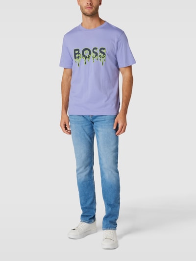 BOSS Orange T-shirt z nadrukiem z logo model ‘TeeArt’ Jasnofioletowy 1