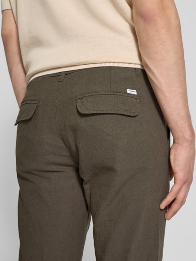 Lindbergh Tapered Fit Leinenhose mit elastischem Bund Oliv 3