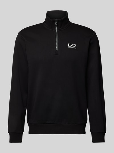 EA7 Emporio Armani Sweatshirt mit Troyer-Kragen Black 2