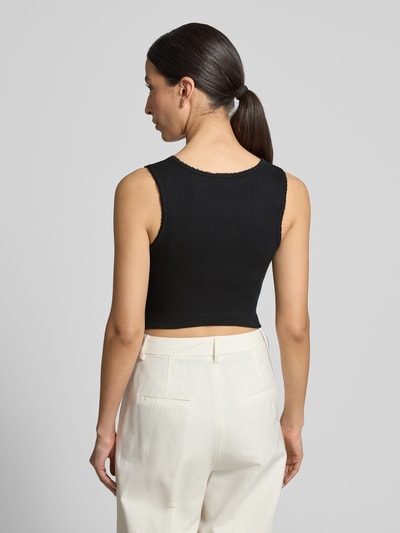 DRYKORN Top o kroju slim fit z ozdobną lamówką model 'Tiora' Czarny 5