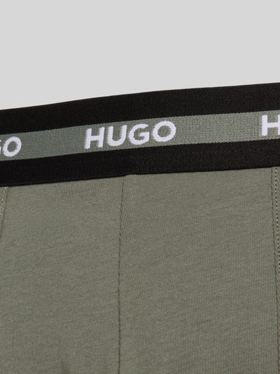 Produktfoto, Slim Fit Trunks aus Baumwoll-Mix im 3er-Pack Modell 'PLANET' von HUGO, efekt: jednolity kolor, krój slim fit, z napisem z logo, ściągacz, wielopak: 3 szt., wykończenie materiału: mieszanka bawełny, dżersej ze streczem
