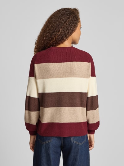 Only Sweter z dzianiny o luźnym kroju z mieszanki wiskozy model ‘ATIA’ Bordowy 5