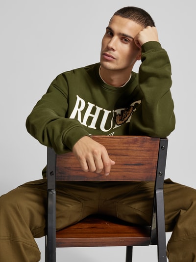 RHUDE Sweatshirt mit gerippten Abschlüssen Oliv 3