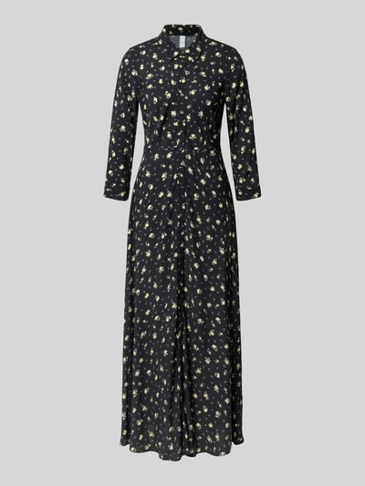Produktfoto, Maxikleid aus reiner Viskose Modell 'Savanna' von YAS mit floralem Allover-Print, taillierter Passform, 3/4-Arm.