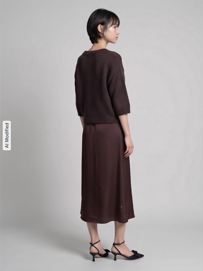ROBE LÉGÈRE Figurumspielendes Freizeitkleid mit Spitzenbesatz Dunkelbraun 5