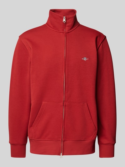 Gant Regular Fit Sweatjacke mit Label-Stitching Modell 'SGIELD' Rot 2