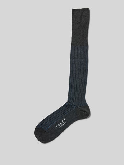 Falke Socken mit geripptem Abschluss Mittelgrau Melange 1