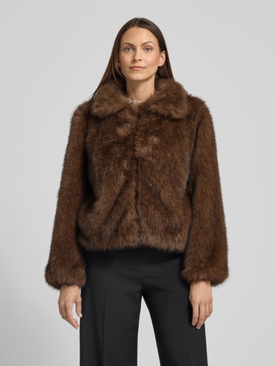 s.Oliver BLACK LABEL Boxy Fit Webpelzjacke mit Umlegekragen Mittelbraun 4