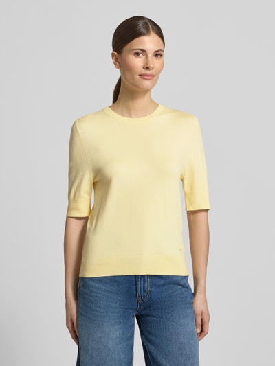 s.Oliver RED LABEL Slim fit gebreide pullover van Viscosemix Lichtgeel - 4