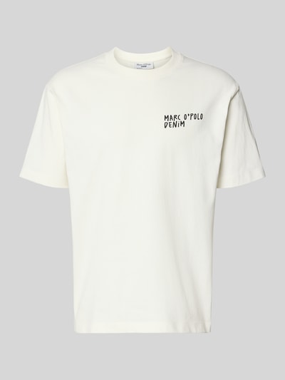 Produktfoto, Relaxed Fit T-Shirt aus reiner Baumwolle von Marc O'Polo Denim, unifarbenes Regular Fit Herren Kurzarmshirt mit Label Print und Rundhalsausschnitt