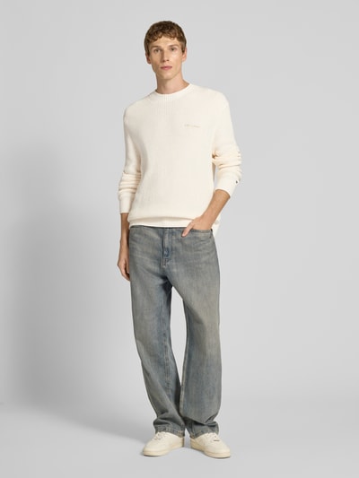Tommy Jeans Regular fit gebreide pullover van zuiver katoen Offwhite - 1