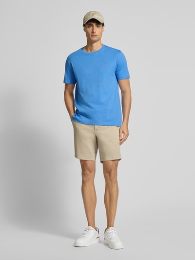 Gant Regular fit T-shirt met labelstitching Koningsblauw - 1