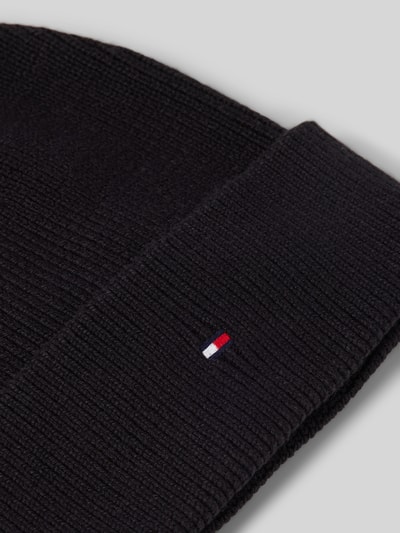 Tommy Hilfiger Gebreide muts met logostitching, model 'ESSENTIAL' Zwart - 2