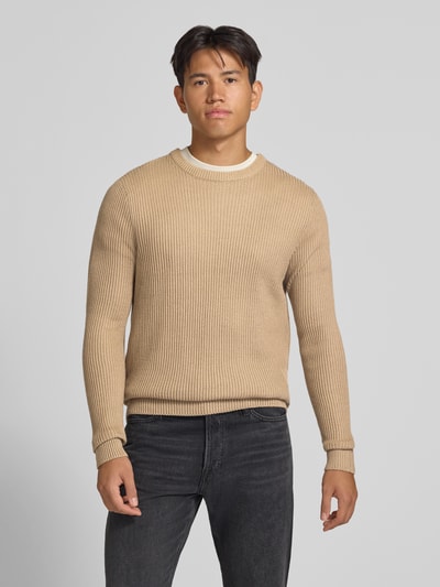 JACK & JONES Sweter z dzianiny z okrągłym dekoltem model 'PANNEL' Beżowy 4