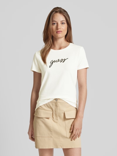 Guess T-shirt z nadrukiem z logo model ‘CARRIE’ Biały 4