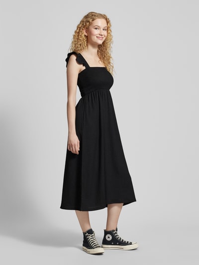 Pieces Sukienka midi z marszczonymi detalami model ‘LUNA’ Czarny 1