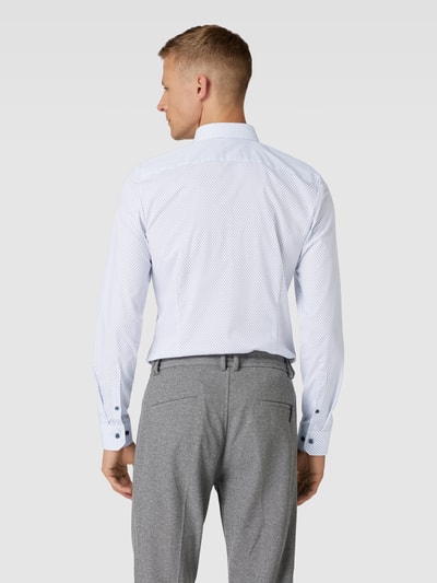 OLYMP No. Six Super Slim Fit Business-Hemd mit Strukturmuster Blau 5