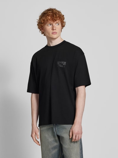 REVIEW Oversized T-Shirt mit Label-Print Black 4