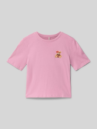 Only Regular fit T-shirt van puur katoen, model 'REX' Mauve - 1