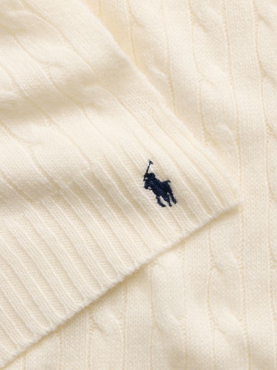 Polo Ralph Lauren Schal aus Schurwoll-Kaschmir-Mix mit Logo-Stitching Offwhite 3