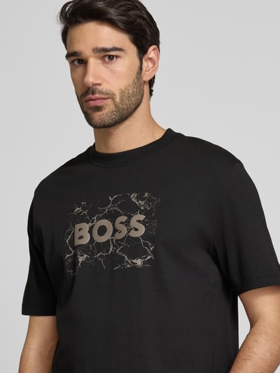 BOSS Orange T-shirt z nadrukiem z logo Czarny 3