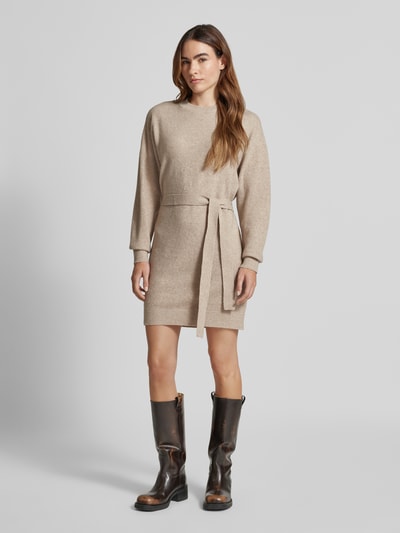 ICHI Relaxed fit jurk in gebreide look, model 'Dasila' Beige - 1