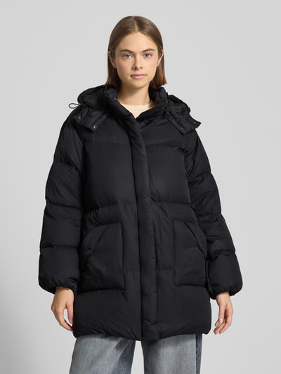 Levi's® Regular fit gewatteerde lange jas met capuchon, model 'Bubble' Zwart - 4