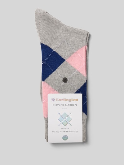 Burlington Sokken met argyle-stitching, model 'Covent' Middengrijs - 3