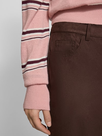Gina Tricot Hose in Leder-Optik mit Teilungsnähten Dunkelbraun 3