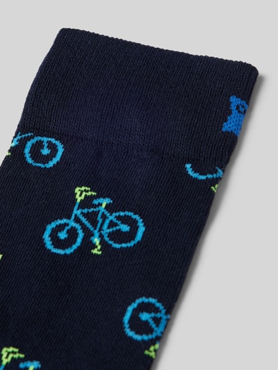 Happy Socks Socken mit Label-Stitching Modell 'Bike' Marine 2