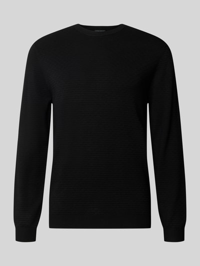 Produktfoto, Regular Fit Strickpullover aus Viskose-Mix von Antony Morato in Schwarz mit Rundhalsausschnitt und elastischen Abschlüssen